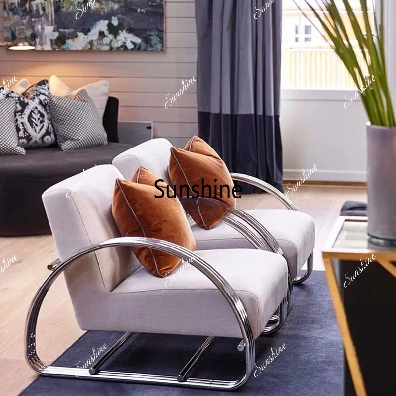 

Light luxury metal single sofa Nordic creative armchair