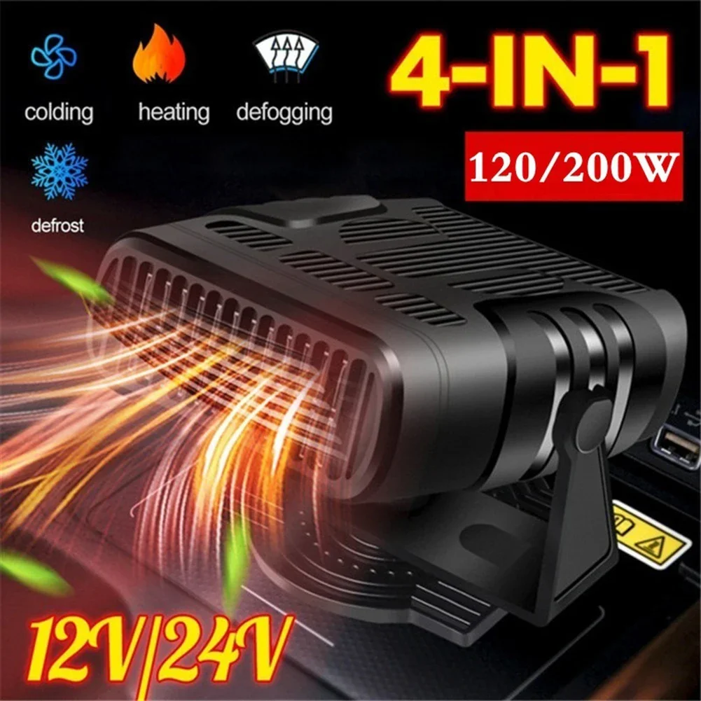 Car Heater 12V/24V Electric Cooling Heating Fan Electric Heater Fan Windshield Defogging Demister Defroster 2 Levels Adjust