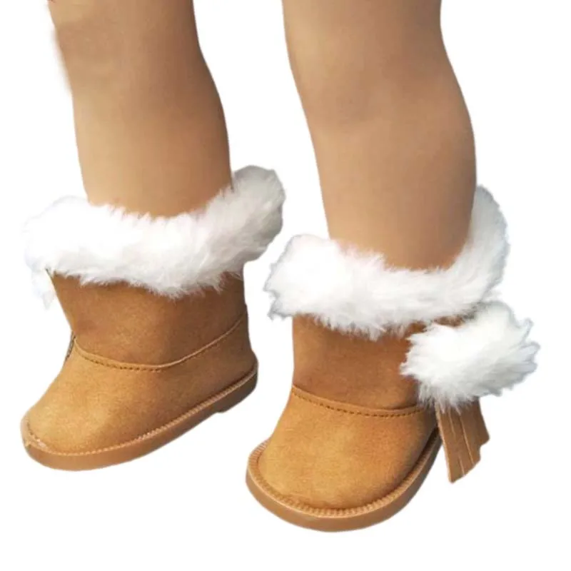 Fur Boots Fits for 18inch Girl Doll 7cm Doll Shoes for 43CM  Reborn Baby Doll Shoes Winter Boots