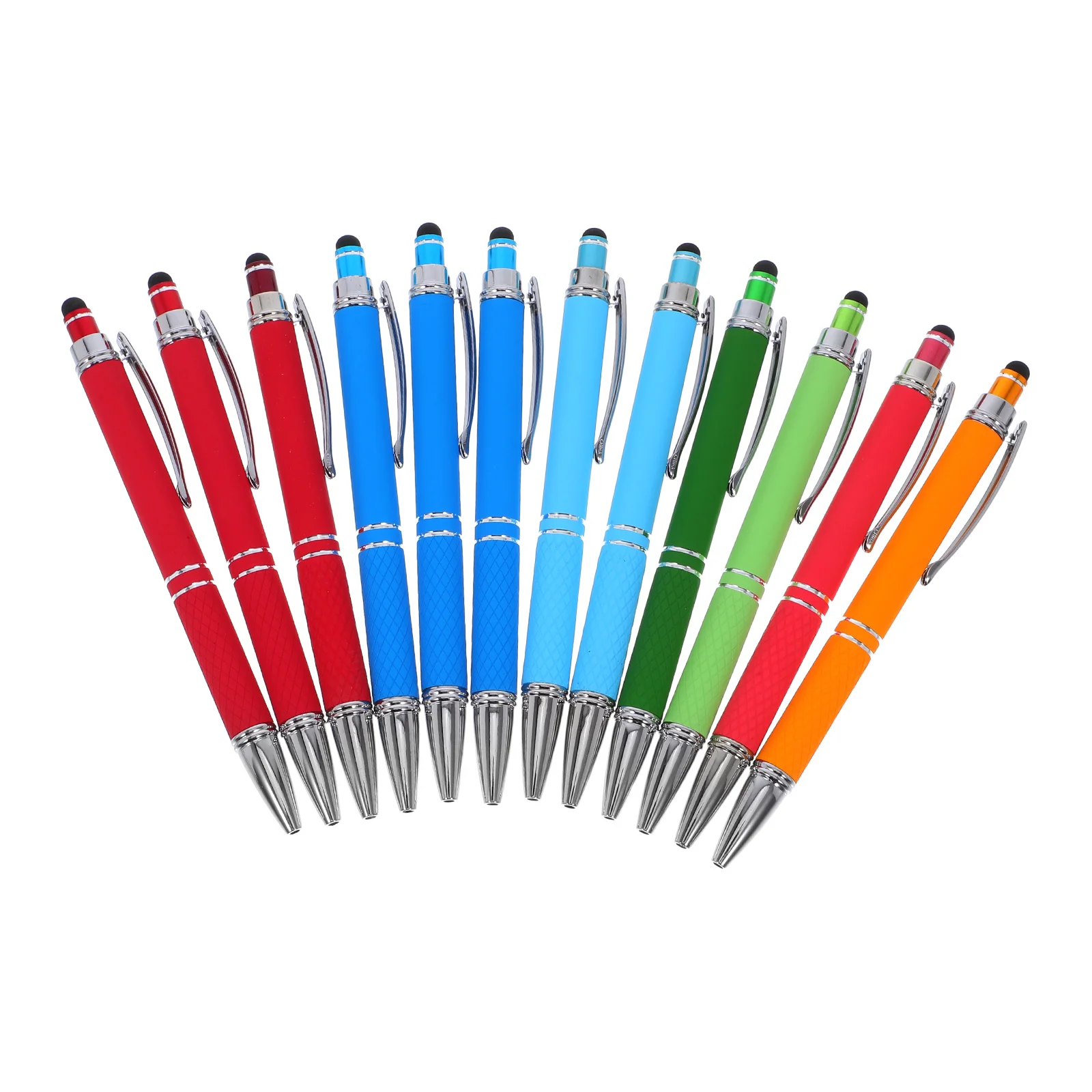 

12 Pcs Metal Ballpoint Pens Sturdy Smooth Writing Fine Tip Comfortable Grip Dual Function Office School for Teens