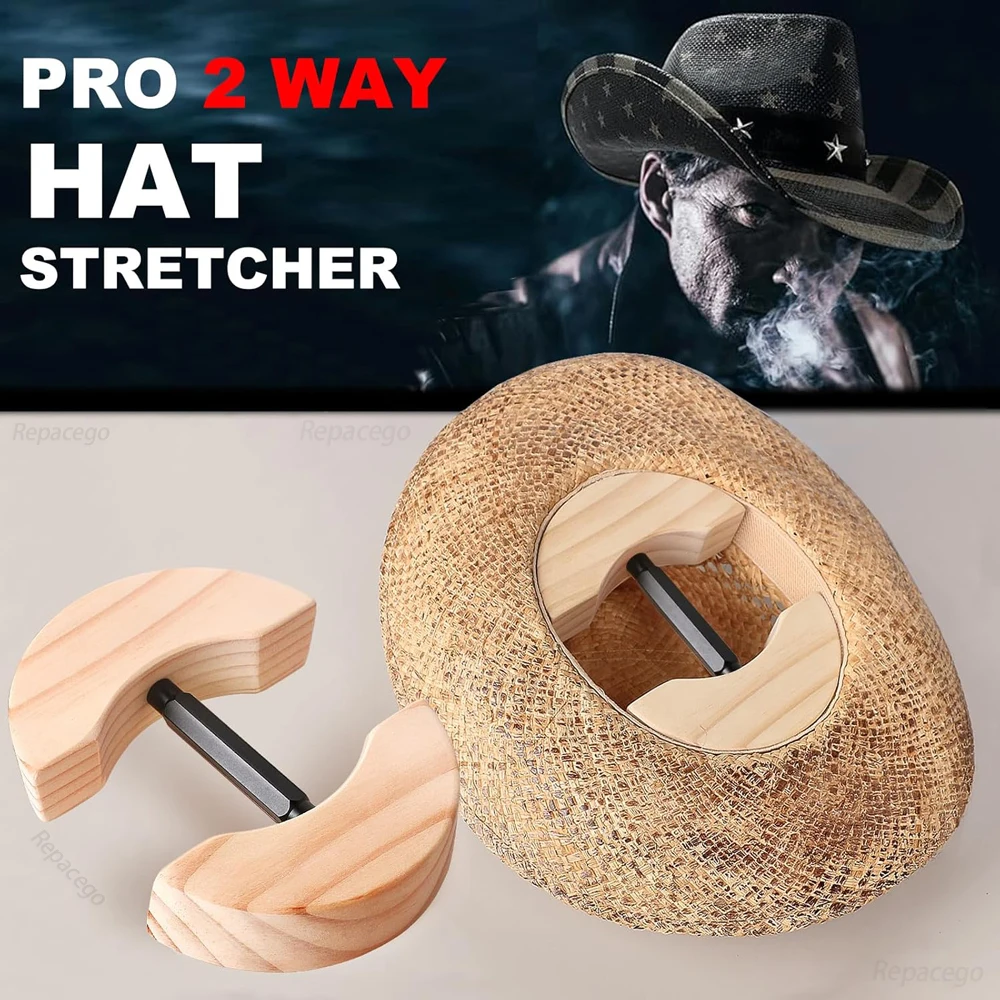 Repacego Adjustable Wooden Hat Stretcher Cap Shape Maintainer Premium Fedora Hat Rack for Storage Cowboy Baseball Hat Holders