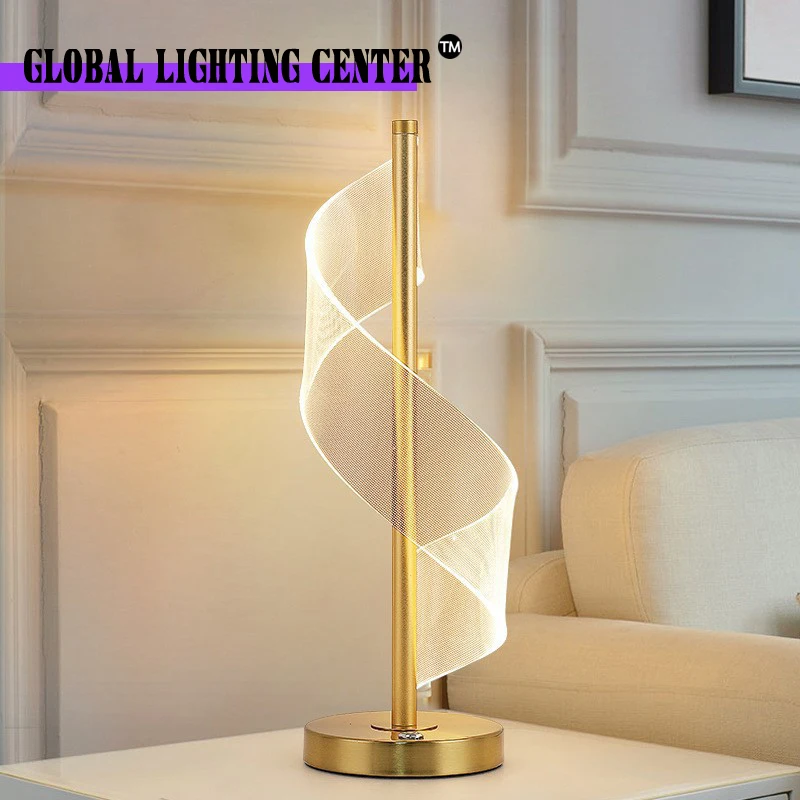 

Creative LED Spiral Table Lamps Modern and Simple Living Room Study Decoration Reading Lighting Bedroom Bedside Warm Desk Lights