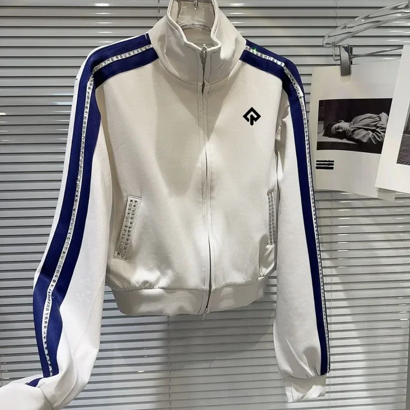 

Women Golf Wear 2025 Spring New Stand Collar Short Coat Golf Jacket Fashion Collision Casual Top Women Tennis Golf Clothes