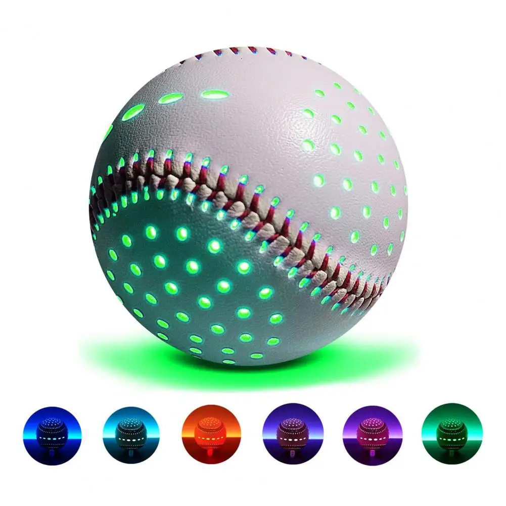 

Glow Baseball Colorful LED Light Up 6 Colors 2 Shining Molds Faux Leather Rechargeable Practice Baseball Kids Toy