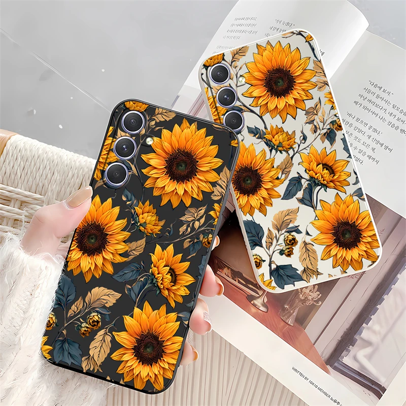 Case For Samsung Galaxy A25 A54 A34 A24 A23 A22 A21S A20S Yellow Sunflowers Silicone Shockproof Bumper Back Soft Phone Cover