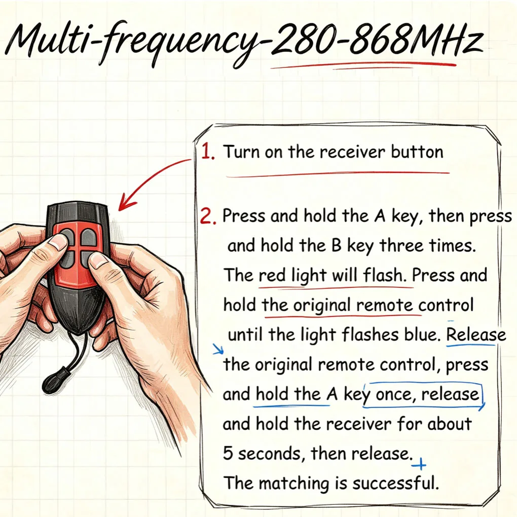 Omnipotent Multi-frequency 280-868mhz, for barriers and door push rods,Garage door Remote control