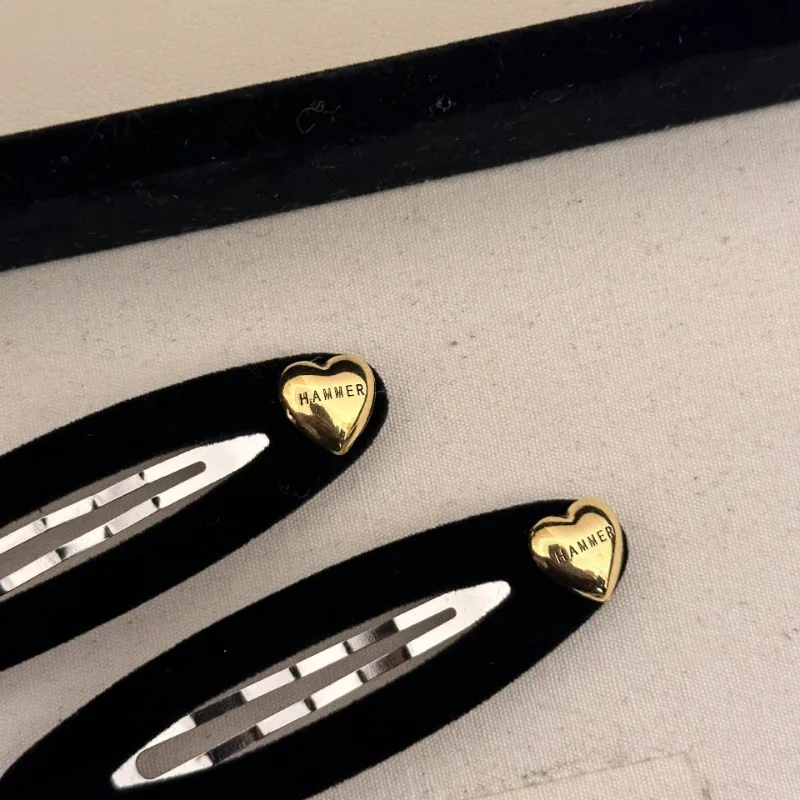 High-Grade Black Gold Velvet Barrettes Women's Shredded Hair Bangs Clip Autumn and Winter New Elegant Back Clip Hair Accessories