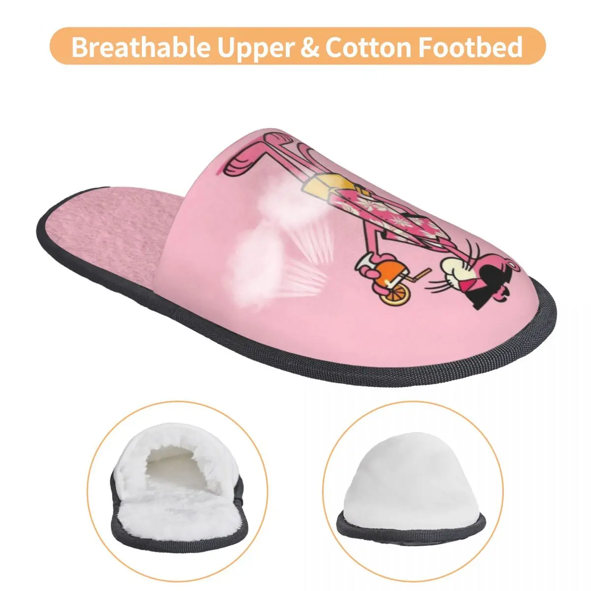 مخصص طباعة النساء P-Panthers الكرتون شبشب منزل لينة الدافئة رغوة الذاكرة رقيق النعال داخلي في الهواء الطلق الأحذية