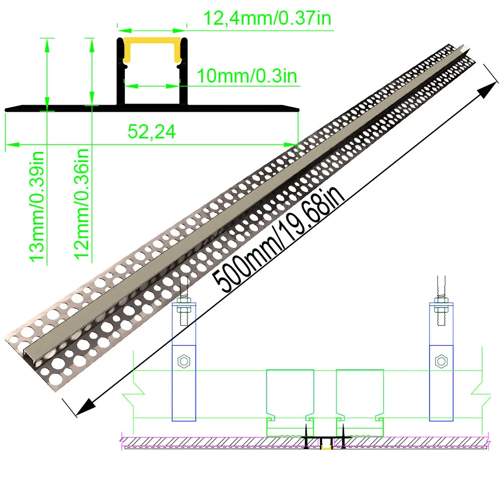 Wbudowany profil aluminiowy z taśmą LED w gipsie do instalacji sufitowych zapewniające nastrojowe oświetlenie w różnych przestrzeniach