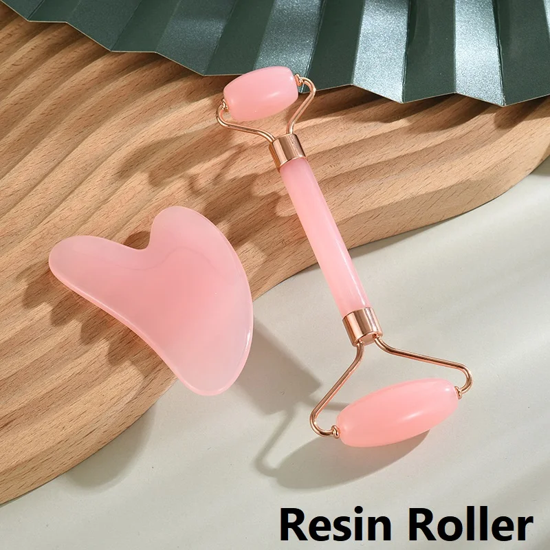Nowy 2PCS Gua Sha Facial Stone Facial Massager Roller Narzędzia do pielęgnacji skóry Gousha Stone for The Face Roller Gouache Scraper LBHL07