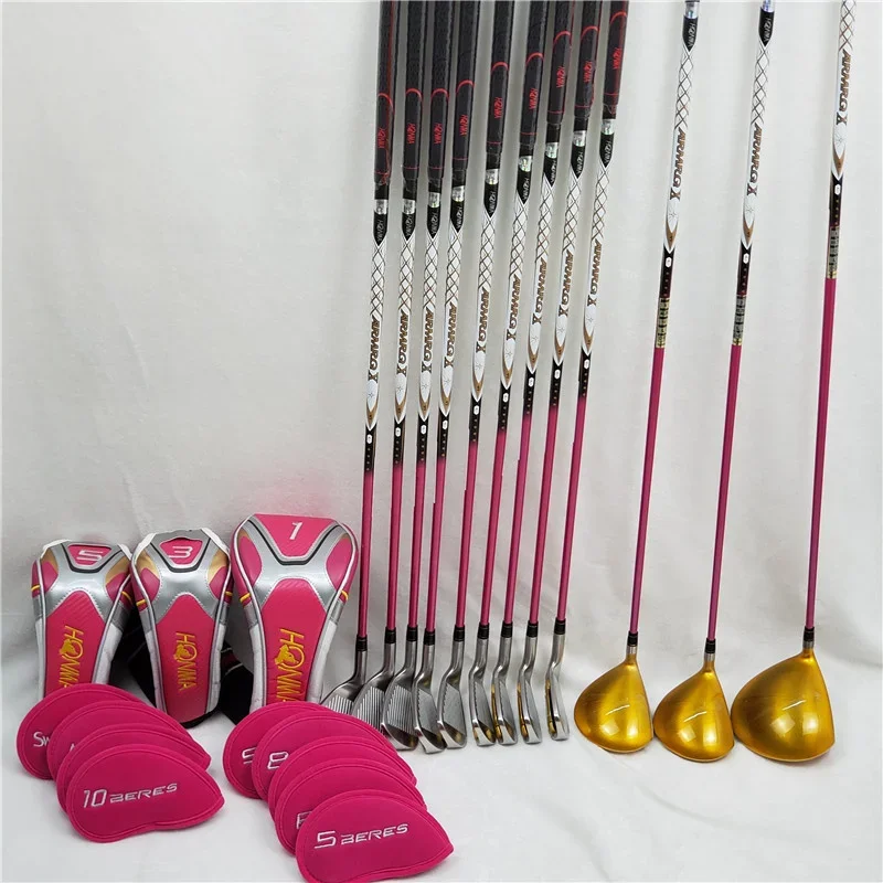 Beres-S06 Juego completo de golf para mujer, juego de palos de golf, conductor de golf, maderas, hierros y putter/13 piezas con cubierta para cabeza de eje de grafito