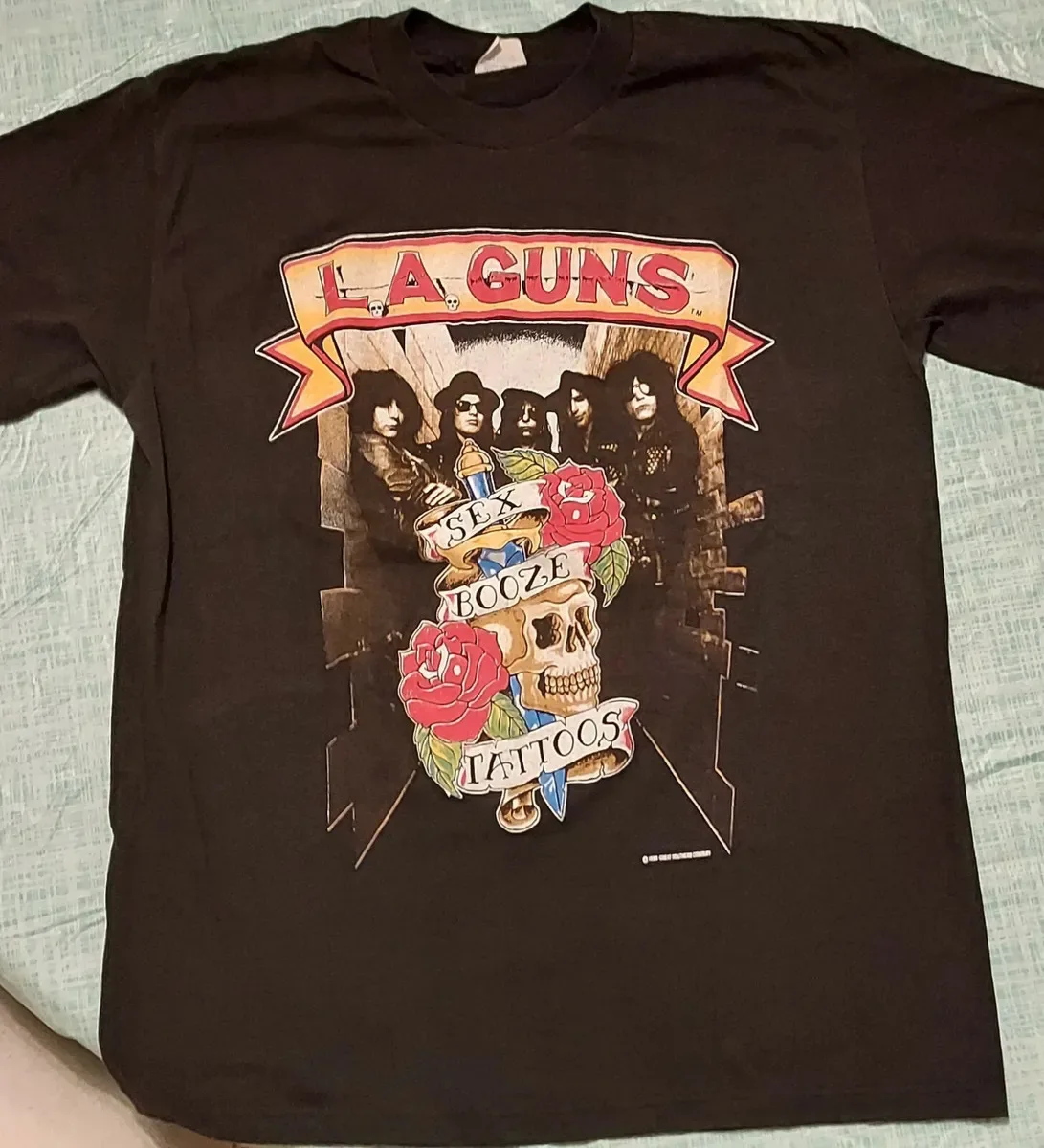 LA Guns Band Gift For Fans Black T-Shirt Cotton Full Size ZH83