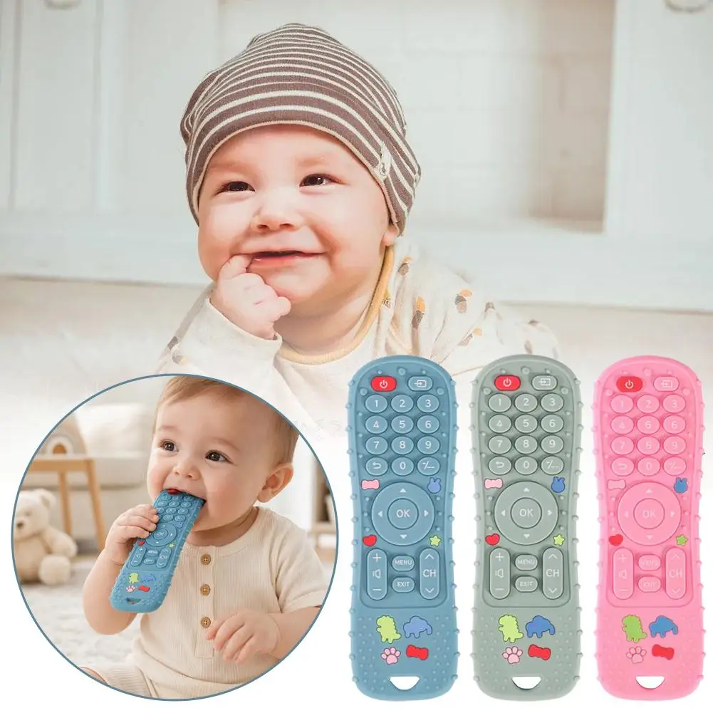 Baby Silicone Remote Control Teether Toys Baby Anti Hand Teether Children's Toys Cartoon Teether Stick Toy Gifts