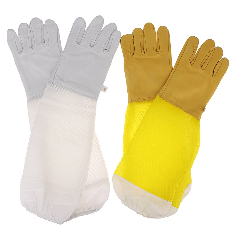 1Pair Beekeeping Gloves Protective Sleeves Breathable Anti Bee Sting Sheepskin Long Gloves For Beekeeper Beekeeping Tools