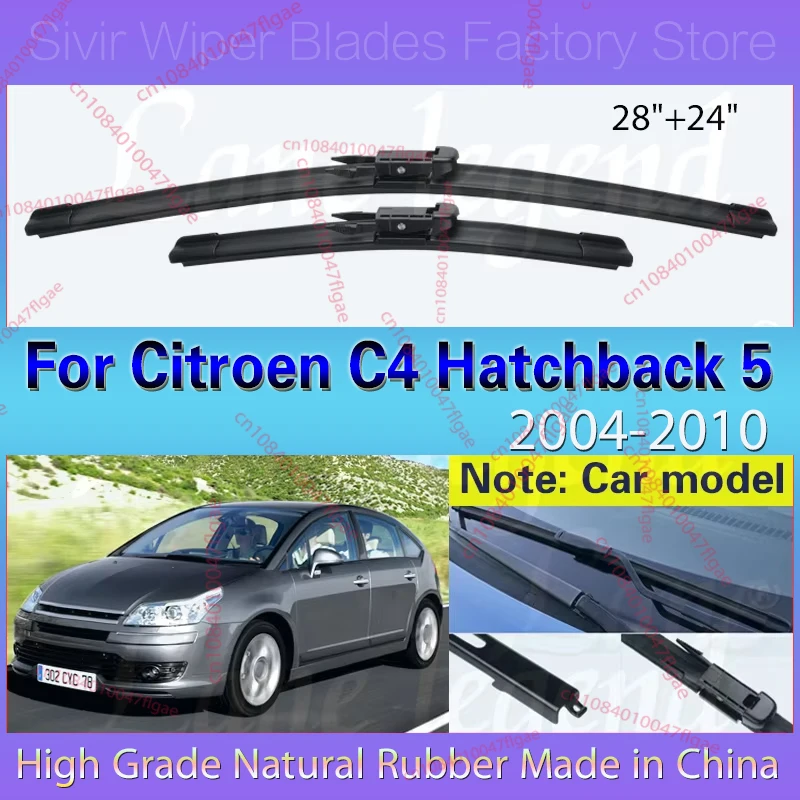 

For Citroen C4 Hatchback 5 Doors 2004 - 2010 Car Wiper Blades Front Windscreen Windshield Wipers Rubber Car Accessories 28"+24"