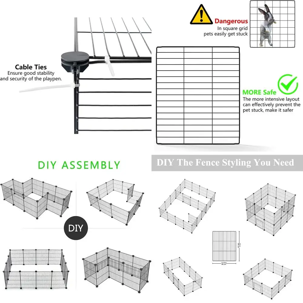 

Portable Metal Pet Playpen for Small Animals, 15x12, 24 Panels, Black