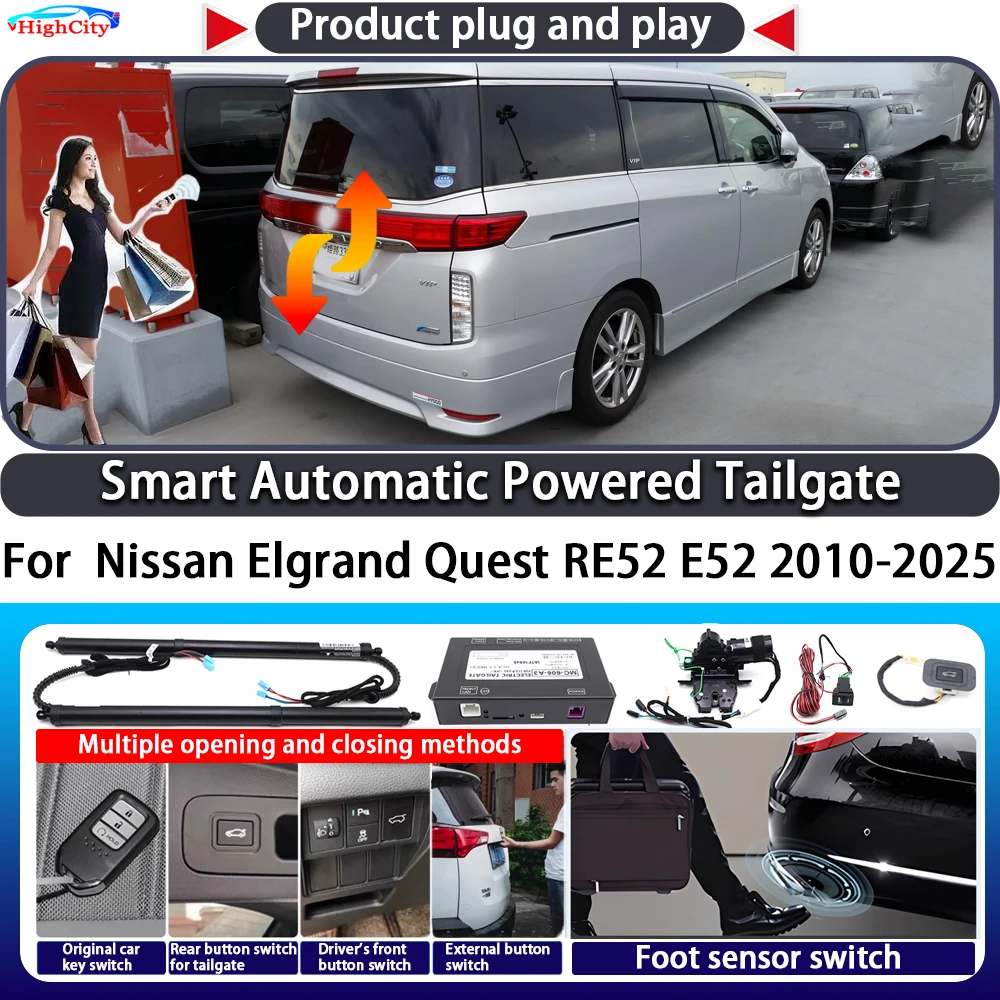 

For Nissan Elgrand Quest RE52 E52 2010-2025 OEM Smart Automatic Powered Tailgate Key Control Trunk Close Electric Power Tailgate