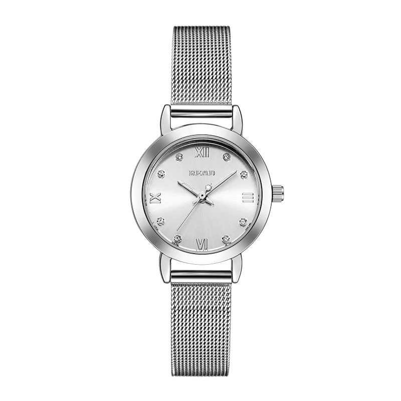 READ Elegant Ladies Analog Quartz Watch | Silver Stainless Steel Mesh Strap | 30M Water Resistant Slim Wrist Watch