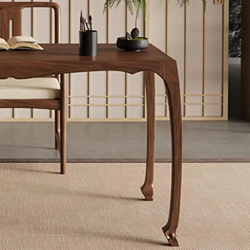 d2 Song-style aesthetics black walnut solid wood desk home desk writing desk tea table tea table dual-purpose