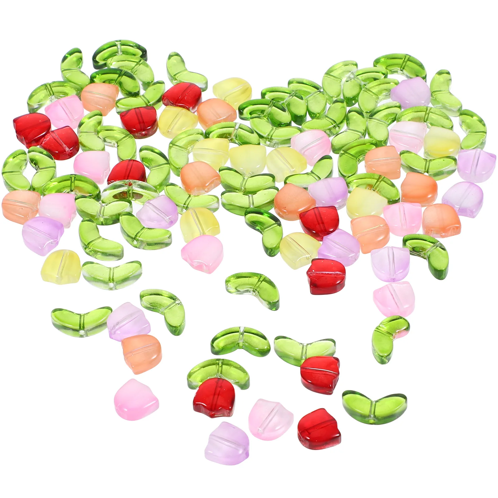 

100 Pcs Glass Beads Scattered Bracelet Material DIY Jewelry Making Bright Colors Smooth Finish Leaf Shape Loose Beads Handmade