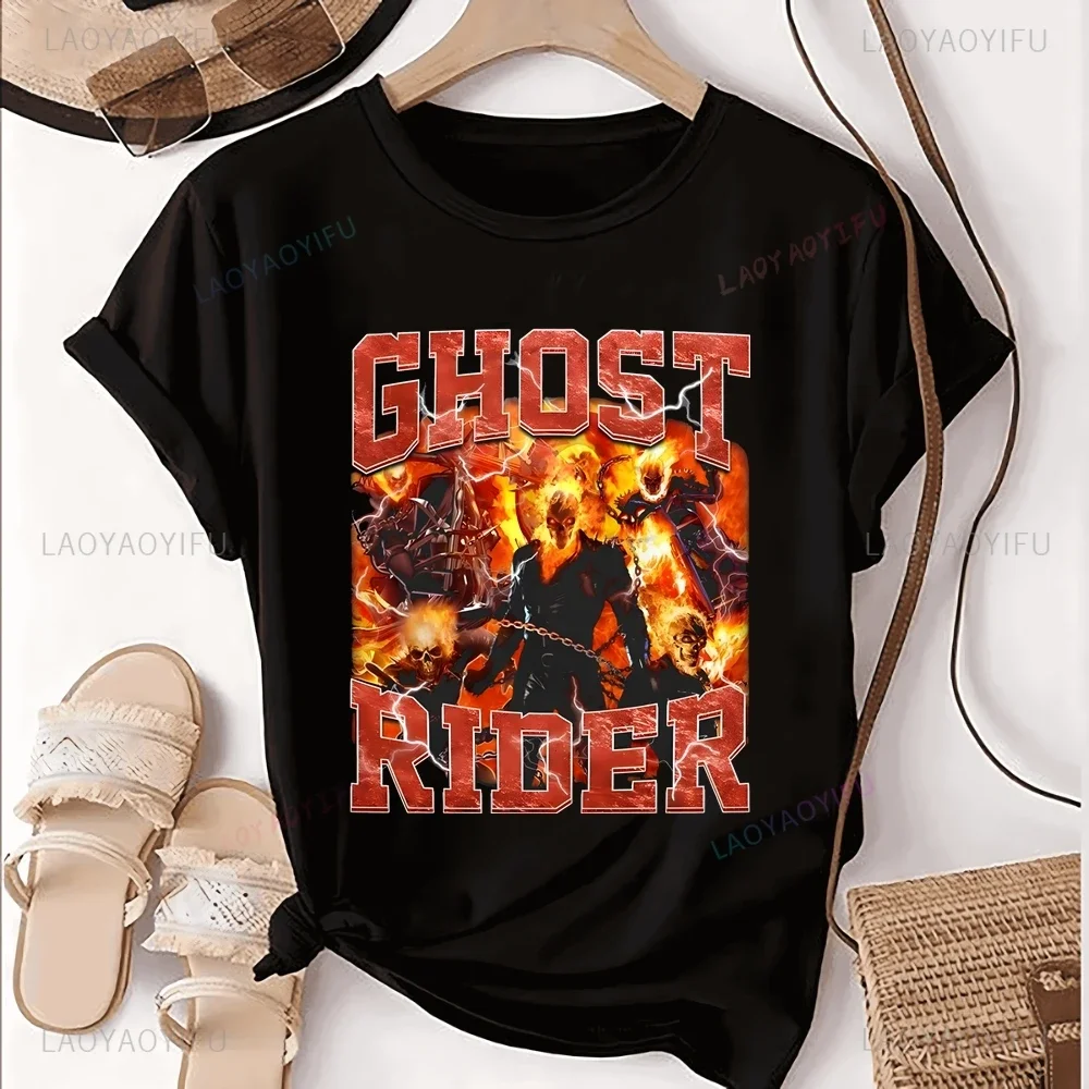 Retro Ghost Rider T-shirt, 90s Style, Comic Book T-shirt, Loose Short Sleeve T-shirt for Both Men and Women