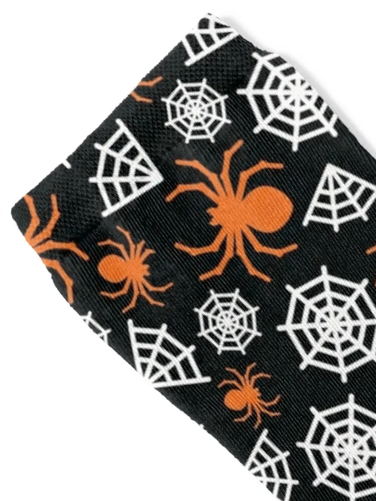 Halloween Spider and Spider Web Pattern (Orange, Black, and White) Socks