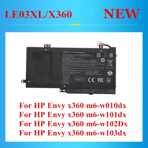 Batteria per Laptop LE03XL per HP Envy x360 796220-541 796356-005 HSTNN-PB6M HSTNN-UB60 HSTNN-UB6O YB5Q TPN-W113 TPN-W114 TPN-W116