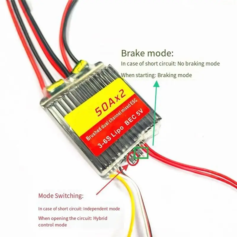 BEDW-Dual-Channel For Remote Control 50A Bidirectional Brushed Electric PWM Signal For Remote Control Cars Boats Tracked