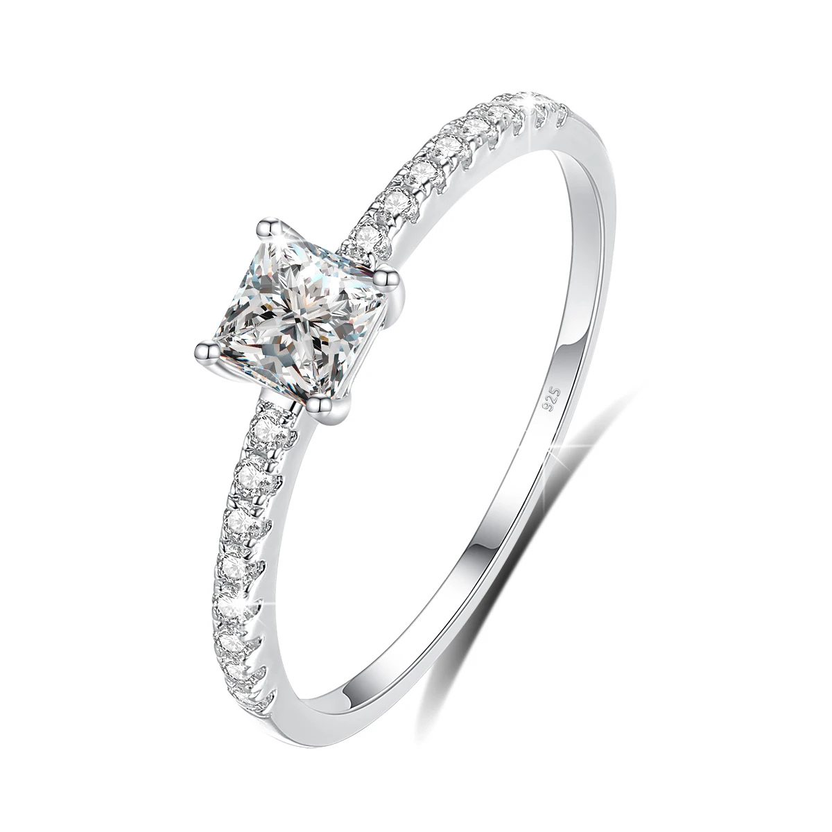 With Certficate Original Solid 18k Gold Plated 925 Silver Moissanite Ring Princess Cut Luxury Wedding Jewelry For Woman Gift