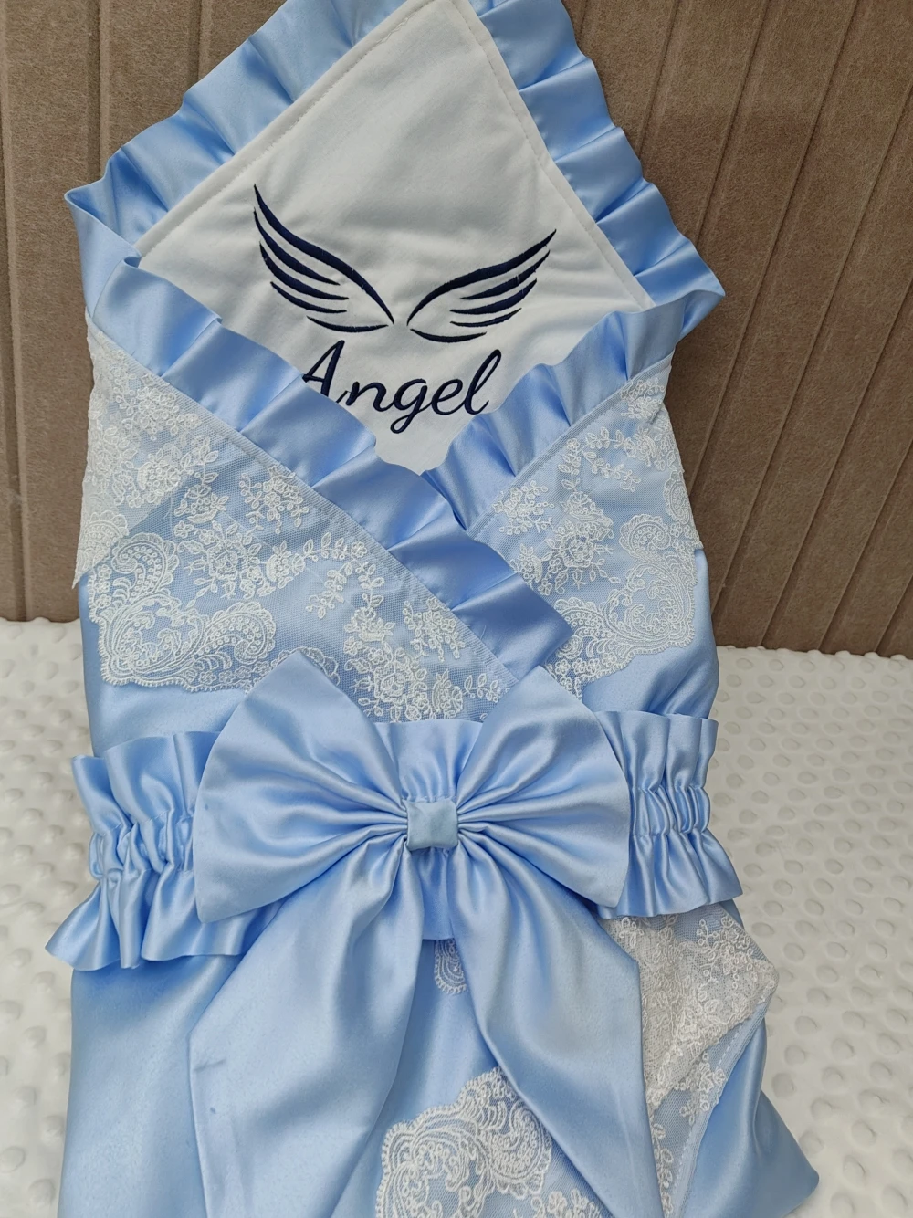 Manta de bebé personalizada, manta de bebé con volantes, manta de encaje para niña, regalo personalizado bordado, fotografía de recién nacido Boho Pro