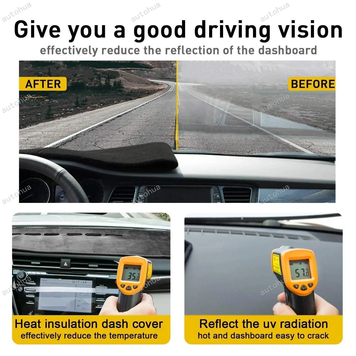 المضادة للأشعة فوق البنفسجية داش حصيرة ظلة السجاد لكرايسلر 300 300C 2011-2022 عدم الانزلاق لوحة القيادة غطاء مراتب مضاد للماء عالي الجودة حماية السيارة الداخلية