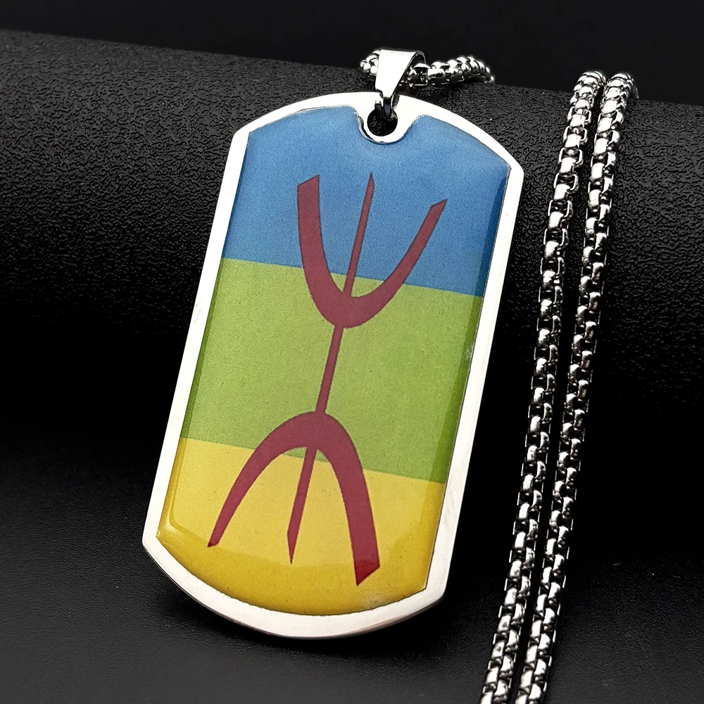 Ethnic Fashion Show - African Berbers Flag Symbol Glass Pendant