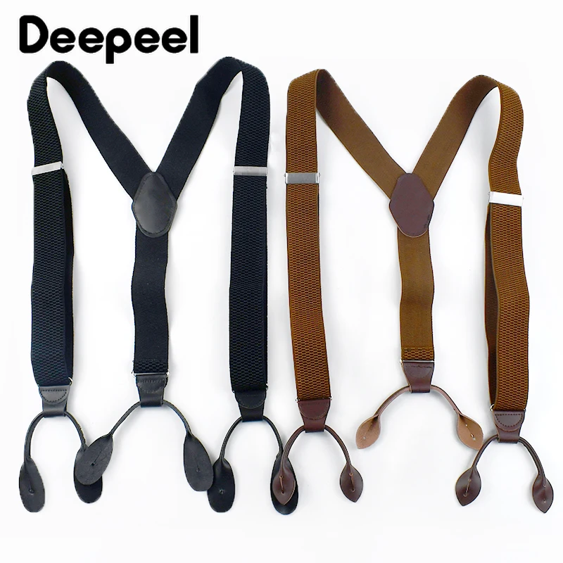 Deepeel-suspender para hombre, 6 Clips, dientes de maíz, tirantes anchos, suspensorio elástico, pantalones, traje de negocios, accesorios, 1 ud.