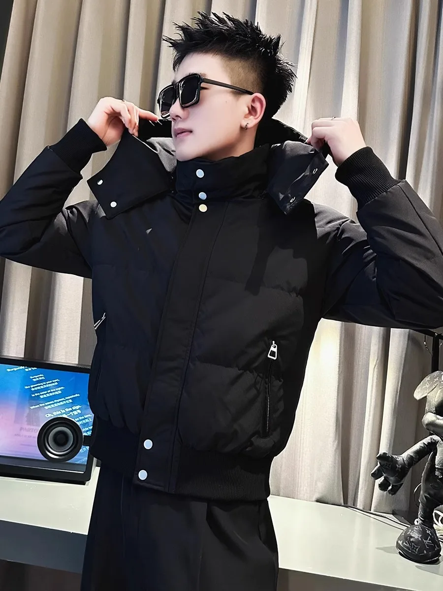 

Мужская утепленная хлопковая куртка с капюшоном в американском стиле, модный бренд, осенне-зимняя, стильная уличная одежда, полиэстер, на молнии