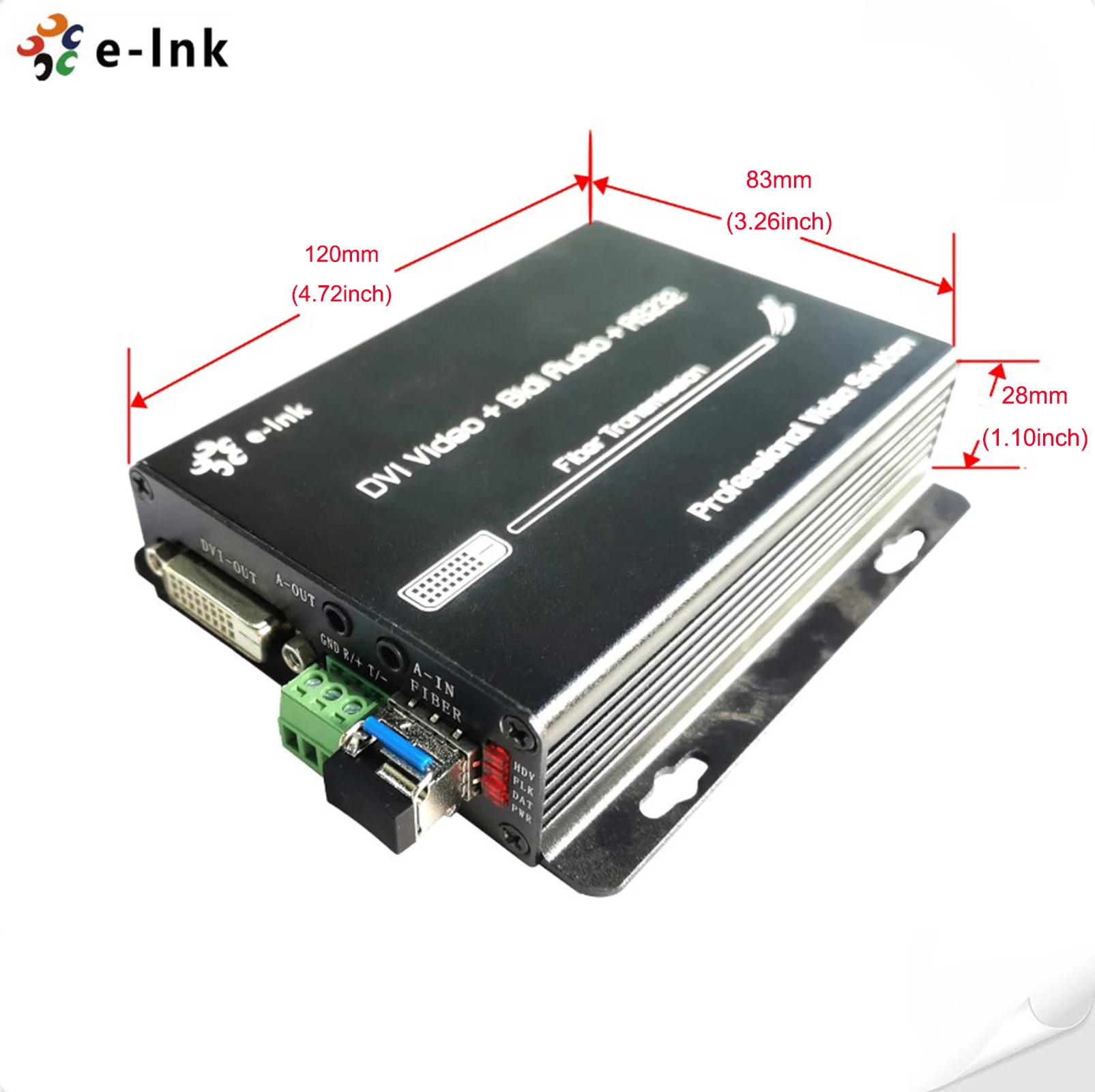 1080P DVI Over Fiber Optic Extender with 1Ch RS232+Bidi Stereo Audio Uncompressed DVI Over Fiber Converter LC Port