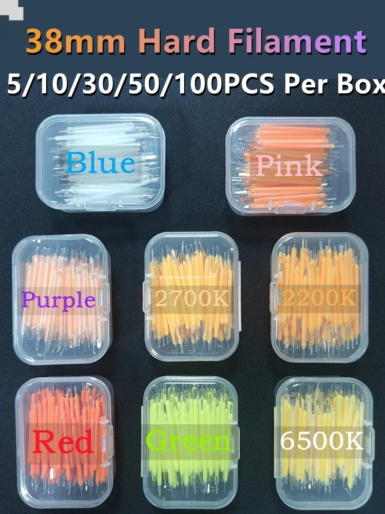 5-100 pièces par boîte 3V 38mm LED Filament multicolore COB Edison ampoule lampe Diodes lumineuses à incandescence accessoires pour l'éclairage domestique