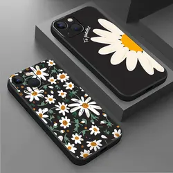 phone Case for Apple iPhone 12 11 14 Plus XR 6 SE 15 Pro 13 Mini XS Max 7 8 soft fundas Black Cover Daisy Chrysanthemum Flowers