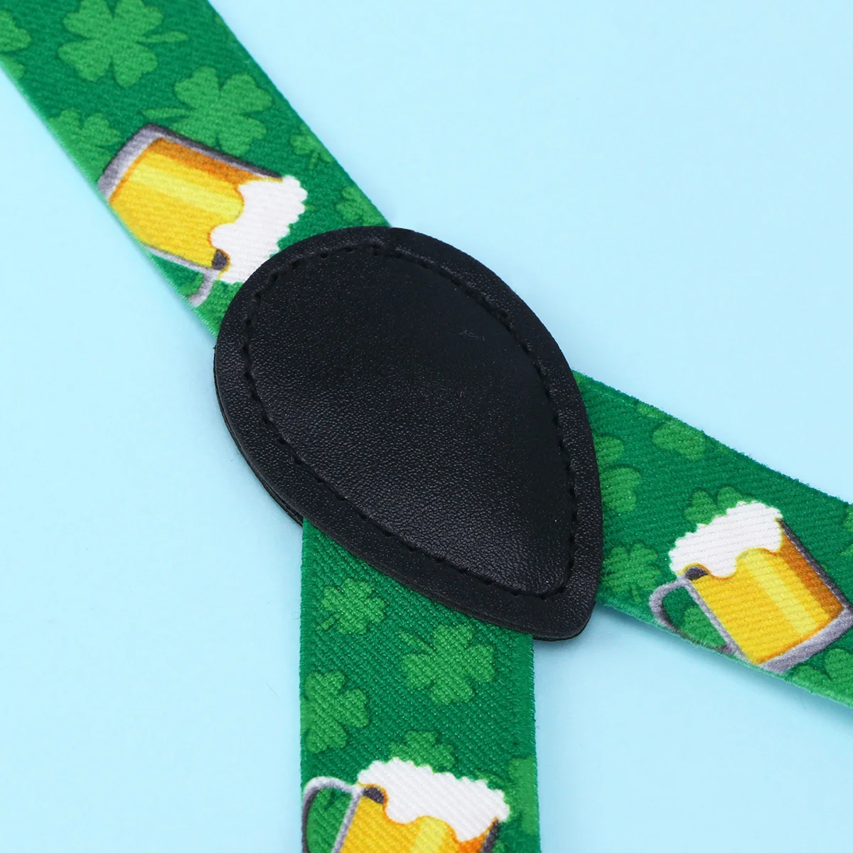 Suspender Elastis untuk Pria Penyangga Bentuk Y yang Dapat Disesuaikan dengan Motif Bir Nyaman dan Aman untuk Celana Pendek Hijau