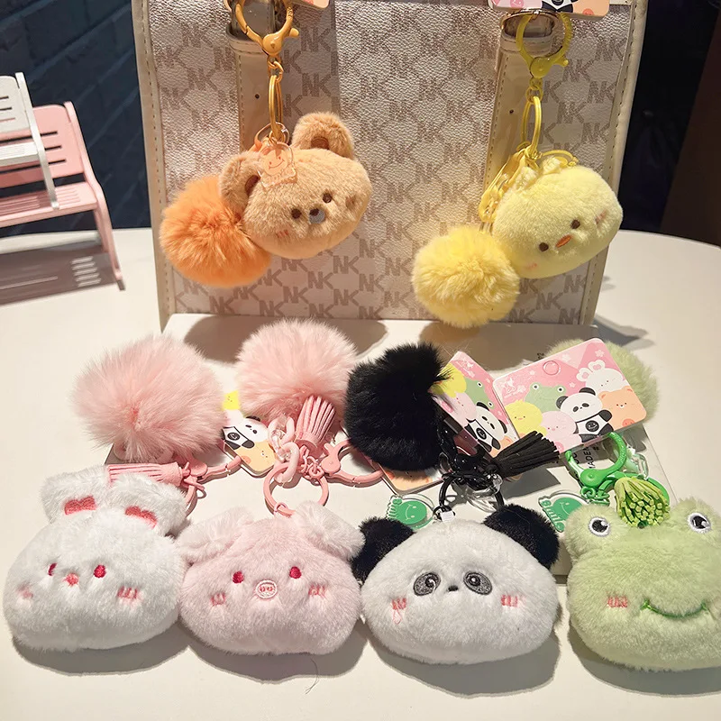 Cartoon Cute Pinch Sounding Plush Animal Keychain Creative Mini Doll Plush Toy Schoolbag Pendant Couple Birthday Christmas Gift