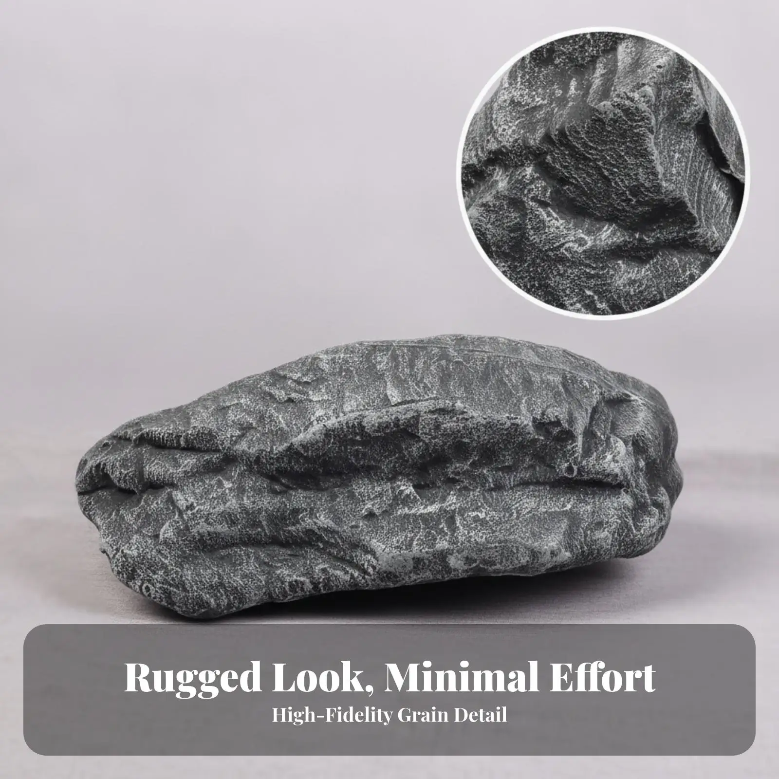 Gray Foam Decorative Stone Pieces for Outdoor Styling Faux Rock Set of Five for Patio Landscape Miniature Garden Accent