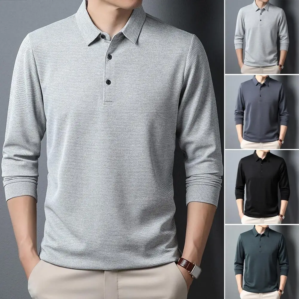 

New Men's Lop up Hollow Long sleeved Shirt Breathable Business Fashion T Shirt Male Golf T Shirt Male