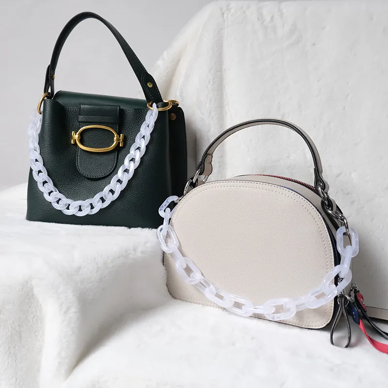 

New Fashion Woman Handbag Accessory Chain Detachable Replacement White Transparent Strap Women Shoulder DIY Resin Bag Cute Chain