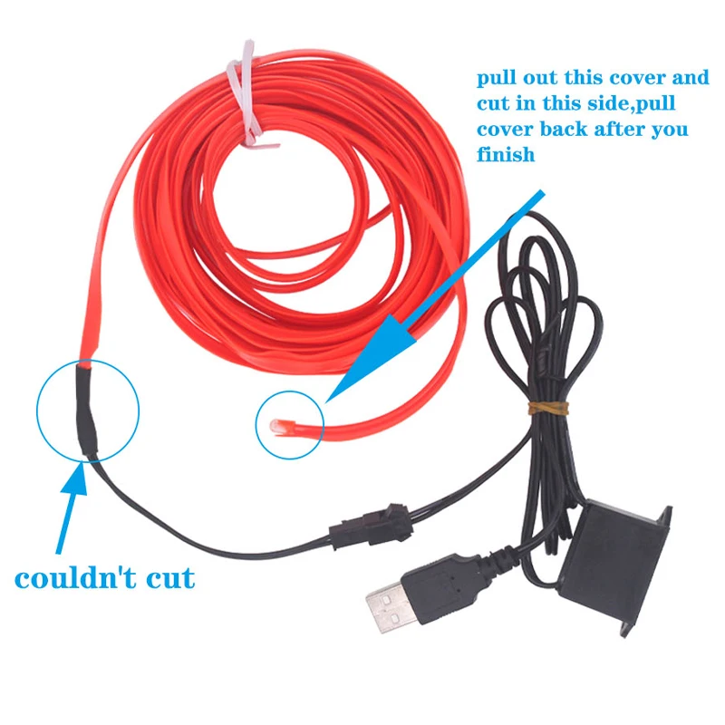 3/5M Car Interior Led Strip Light Neon EL Wiring Decorative Lamp For Auto DIY Flexible Ambient Light USB Party Atmosphere Diode