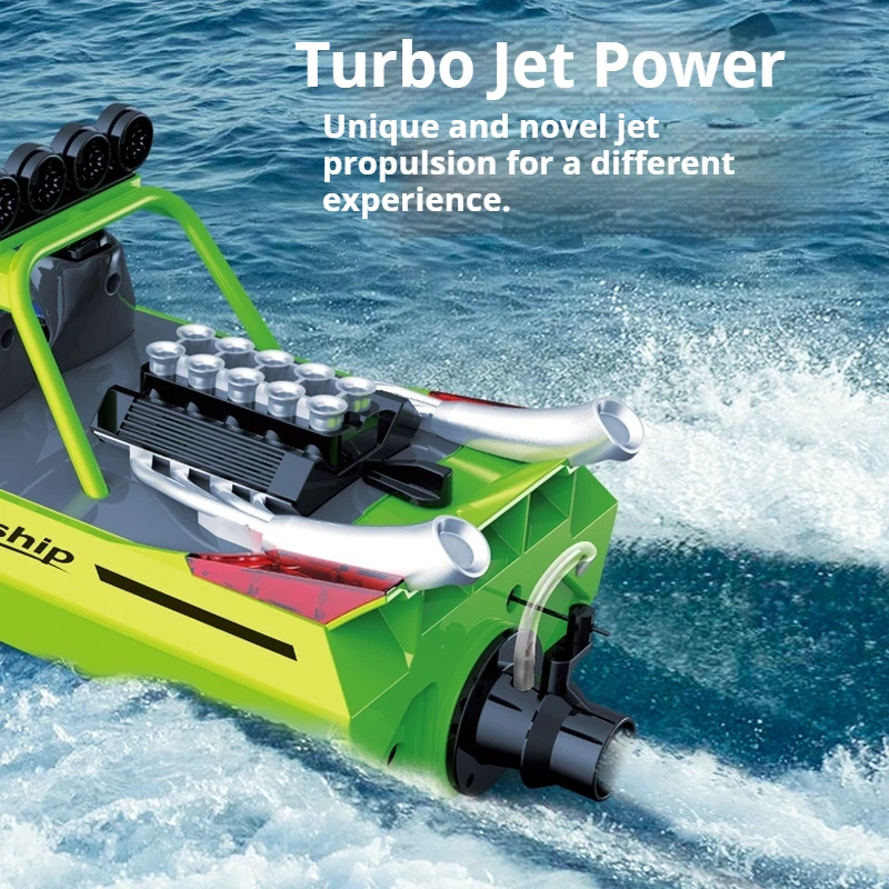 قارب سرعة RC جديد عالي الطاقة كامل النطاق - سفينة تحكم عن بعد كهربائية توربو، لعبة مائية للأولاد الصغار #2