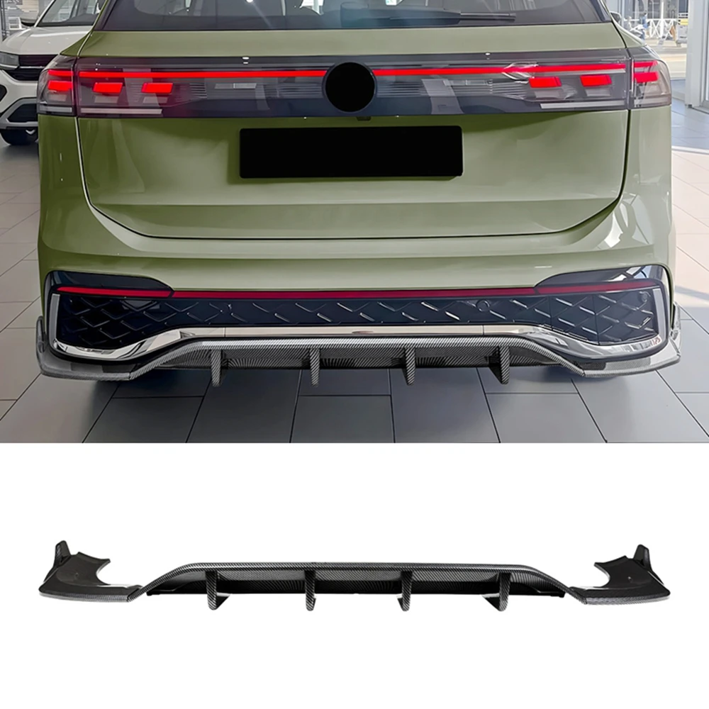 

Для Tiguan MK3 Rline 2024 + Высокое качество АБС-пластик автомобильный задний бампер диффузор сплиттер спойлер черный карбоновый комплект кузова