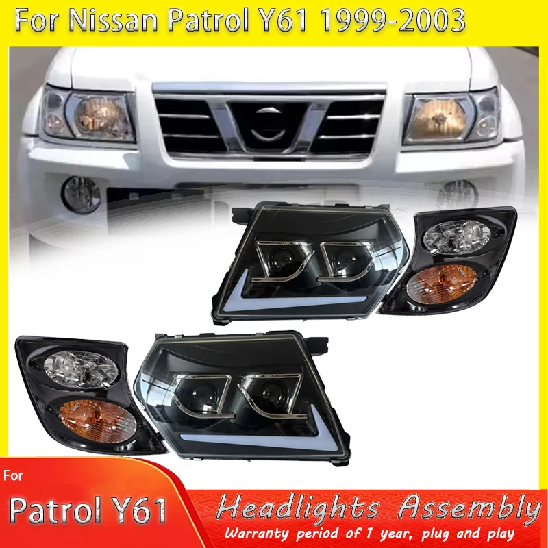 

LED Headlight for Nissan Patrol SAFARI Y61 1999-2003 Daytime Running Lights Dynamic Turn Signal Projector Head Lamps