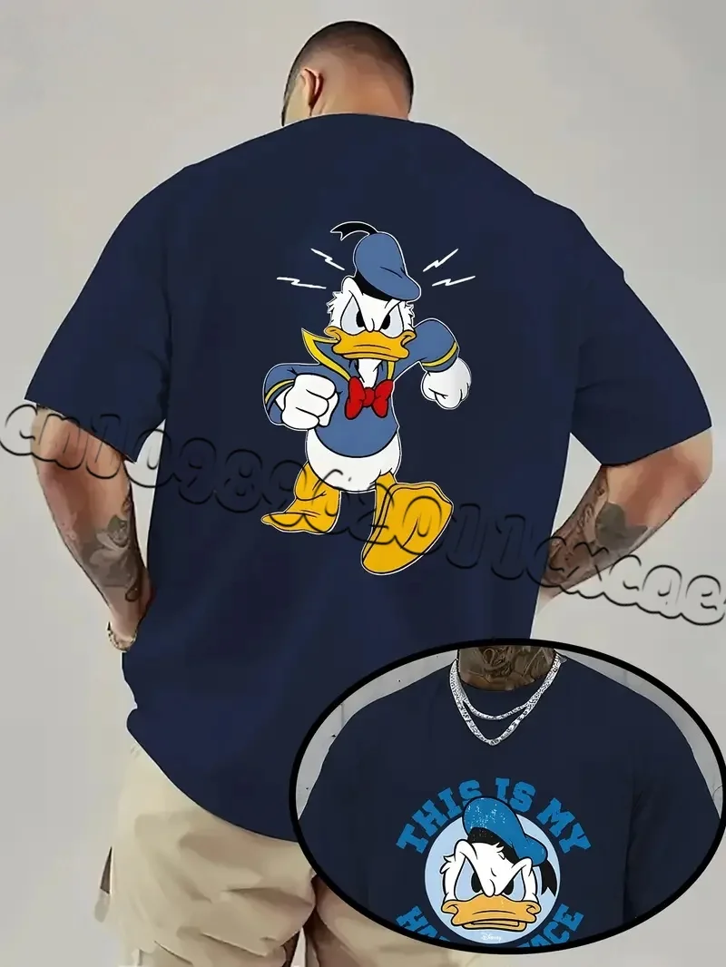 

25 Disney Donald Duck Cartoon Printed Short Sleeve T-shirt Summer Casual Street Men's and Women's Fashion T-shirt Children's Top