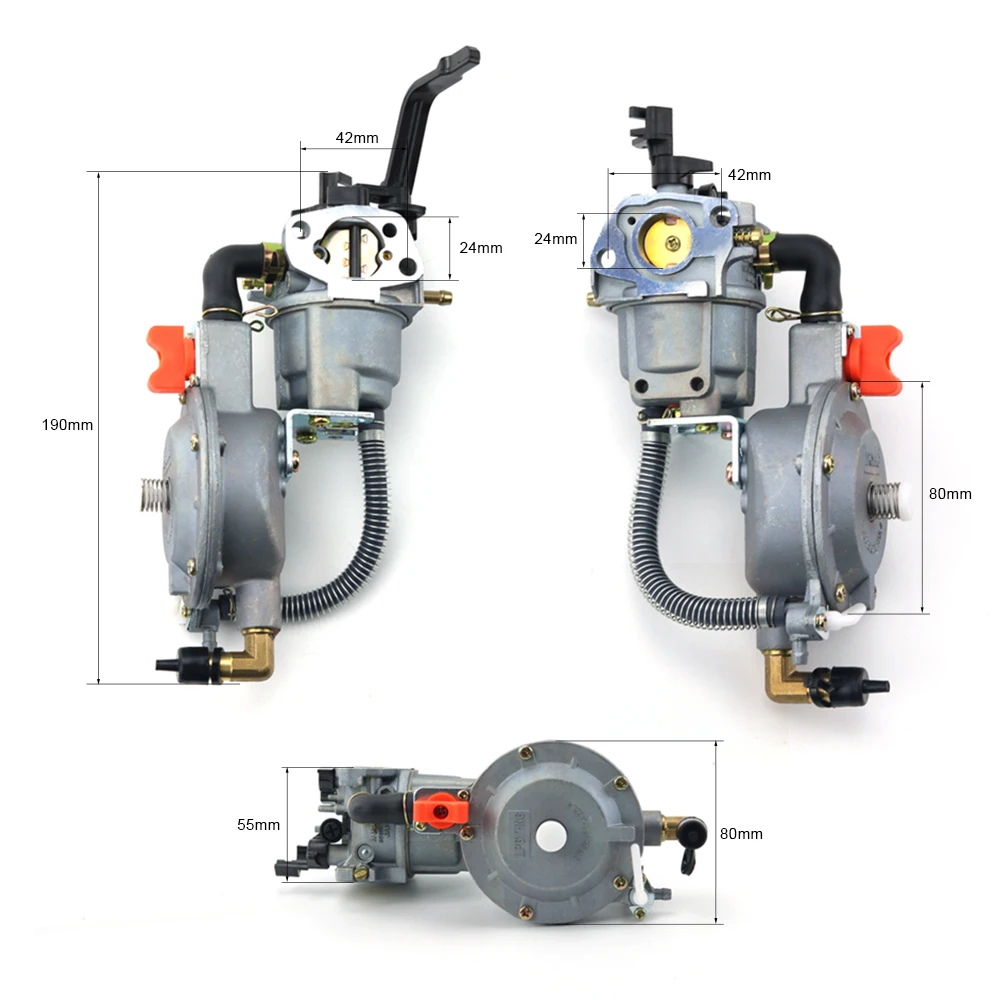 Nowy 3KW 168F 170F generator benzynowy LPG gaźnik podwójny paliwo LPG NG gaźnik gazowy zestaw do konwersji na części generatora 6.5HP