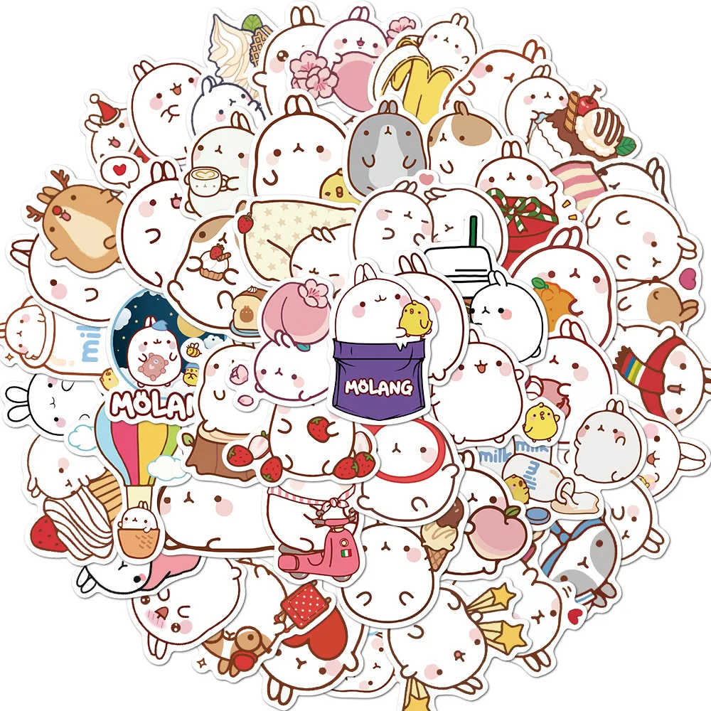 50Pcs Cartoon Cute Fat Rabbit Stickers Pretty Kawaii DIY Toys Skateboard Laptop Cup Bike Motorcycle Phone Luggage Kids