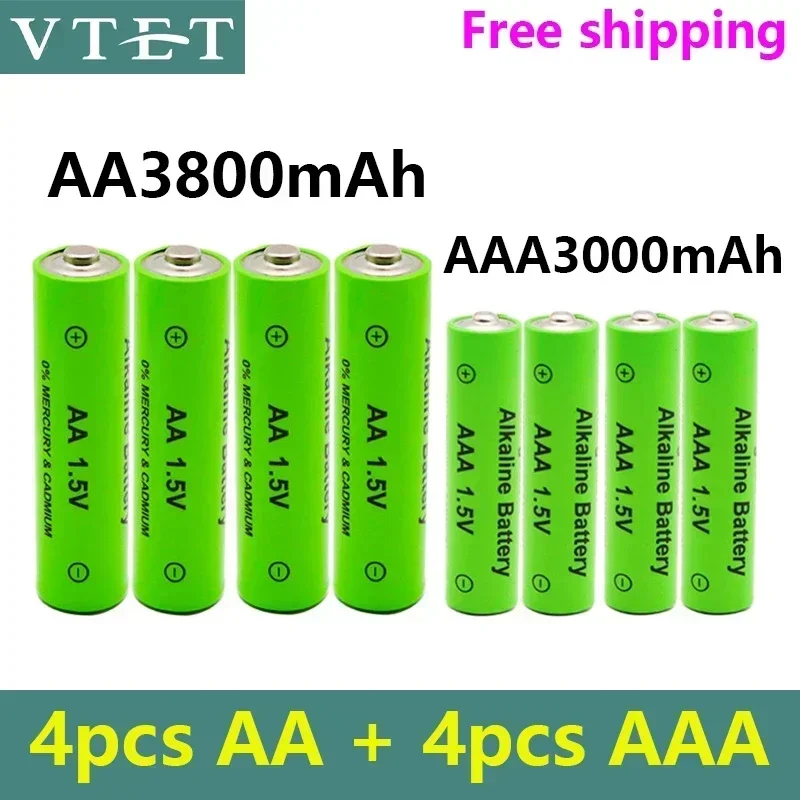 AA + AAA Akumulator AA 1,5 V 3800 mAh/1,5 V AAA 3000 mah Bateria alkaliczna Latarka Zabawki Zegarek Odtwarzacz MP3 Wymień baterię Ni-Mh